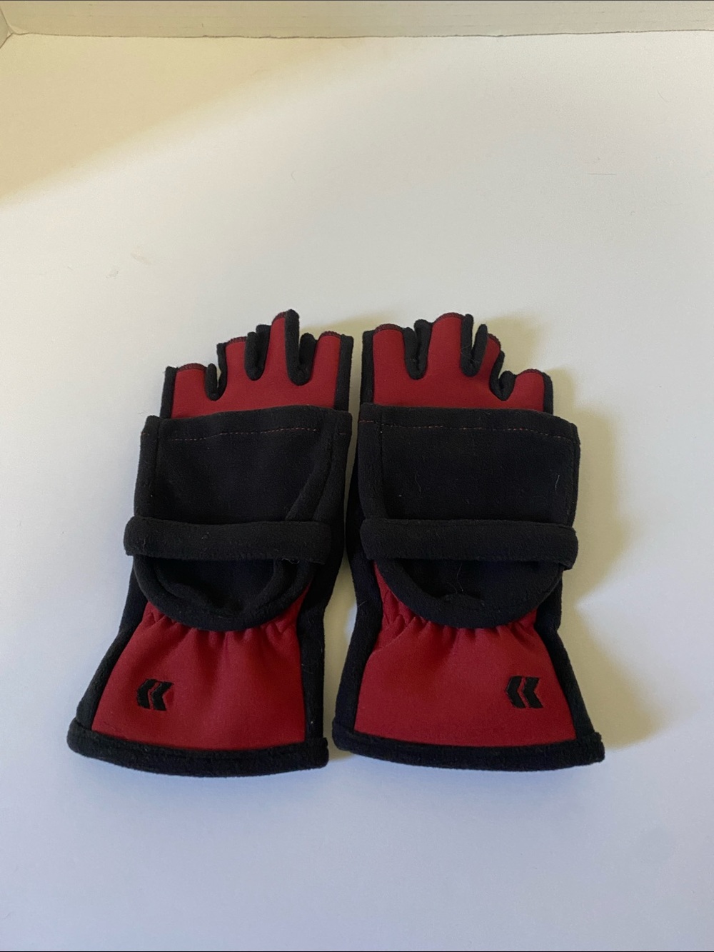 Red and Black Fingerless Workout Gloves Fleece